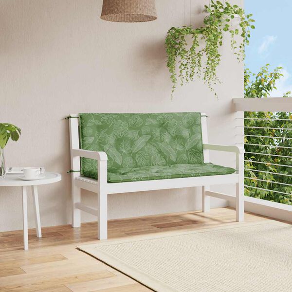vidaXL Garden Bench Cushions 2pcs Leaf Pattern 120x50x7cm Fabric