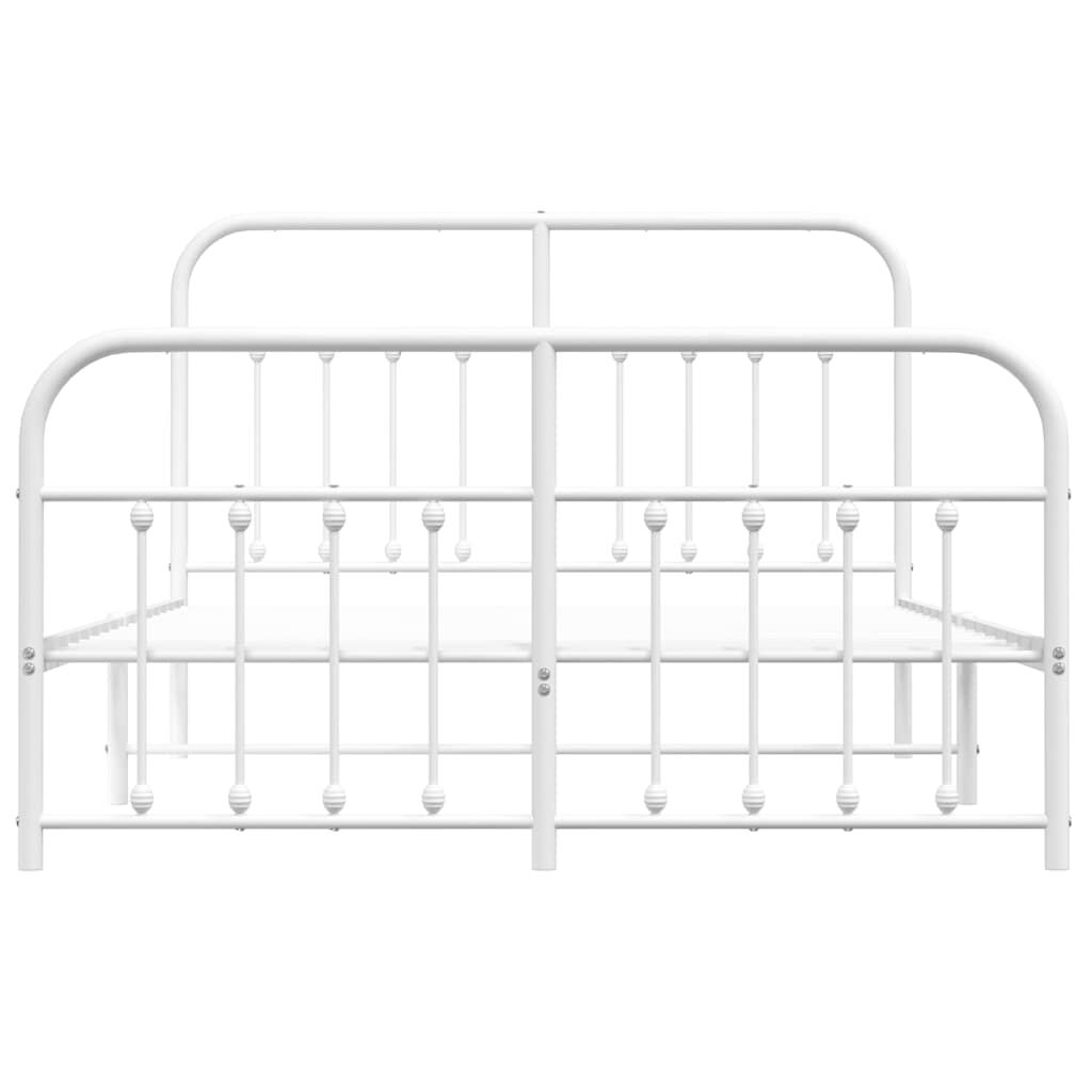 vidaXL Metal Bed Frame without Mattress with Footboard White 135x190cm