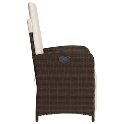 vidaXL Reclining Garden Chair with Footrest Brown Poly Rattan