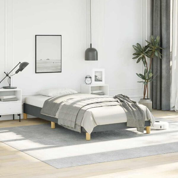 vidaXL Bed Frame without Mattress Dark Grey 100x203 cm Twin XL Fabric