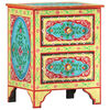 vidaXL Hand Painted bedside Cabinet 40x30x50 cm Solid Mango Wood