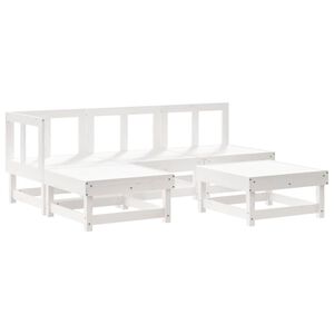 vidaXL 5 Piece Garden Lounge Set White Solid Wood Pine
