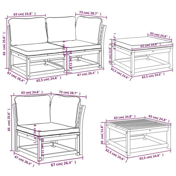 vidaXL 10 Piece Garden Lounge Set with Cushions Solid Wood Acacia
