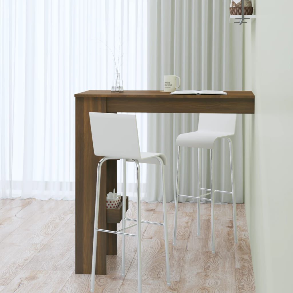 vidaXL Wall Bar Table Brown Oak 102x45x103.5 cm Engineered Wood