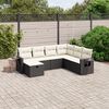 vidaXL 7 Piece Garden Sofa Set with Cushions Black Poly Rattan