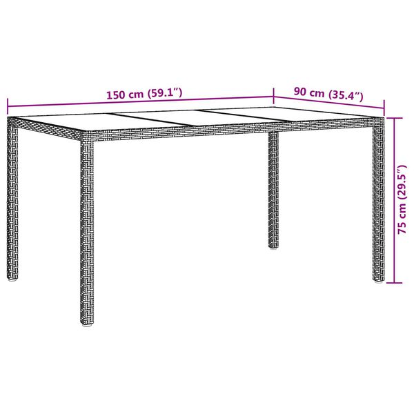 vidaXL Garden Dining Table White 150 x 90 x 75 cm Poly rattan