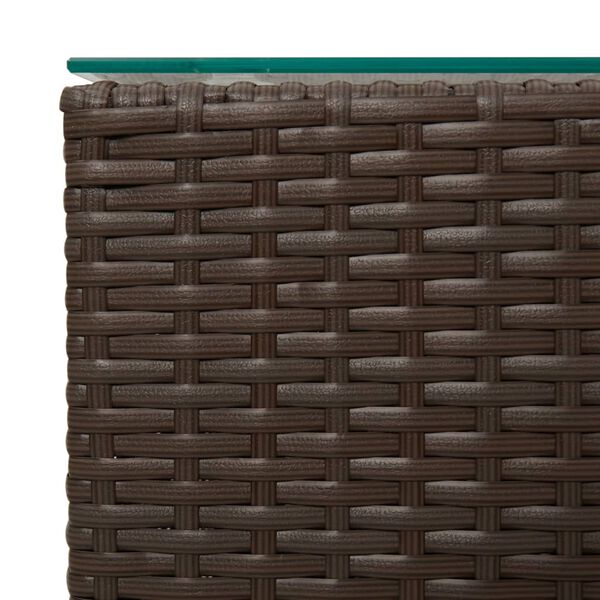 vidaXL Side Table with Glass Top Brown 35x35x52 cm Poly Rattan