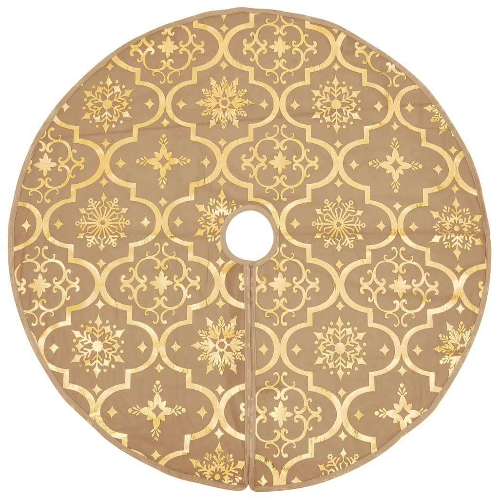 vidaXL Luxury Christmas Tree Skirt with Sock Yellow 90 cm Fabric