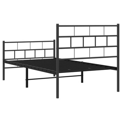 vidaXL Metal Bed Frame without Mattress with Footboard Black 100x190 cm