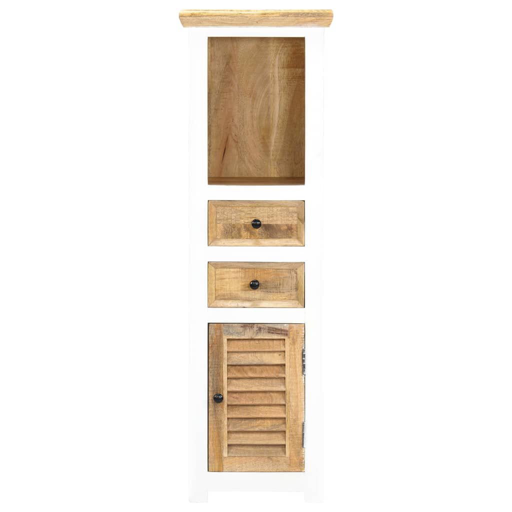 vidaXL Highboard White and Brown 40x30x128 cm Solid Rough Mango Wood