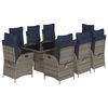 vidaXL 9 Piece Garden Dining Set with Cushions Grey Poly Rattan