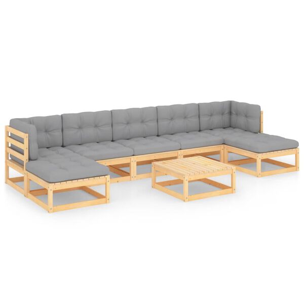 vidaXL 8 Piece Garden Lounge Set with Cushions Solid Pinewood