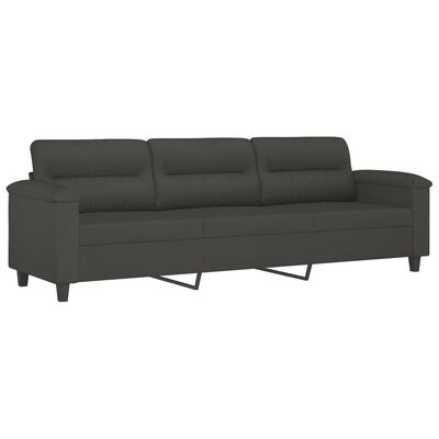 vidaXL 3-Seater Sofa with Pillows&Cushions Dark Grey 210 cm Microfibre Fabric