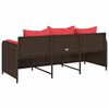 vidaXL Garden Sofa with Cushions 3-Seater Brown Poly Rattan
