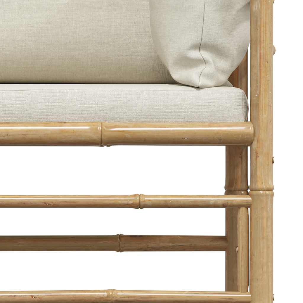 vidaXL Garden Sofa with Cream White Cushions Bamboo