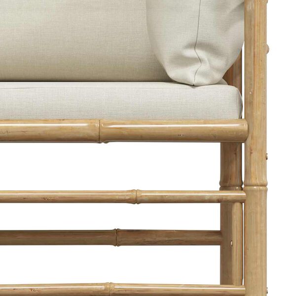 vidaXL Garden Sofa with Cream White Cushions Bamboo