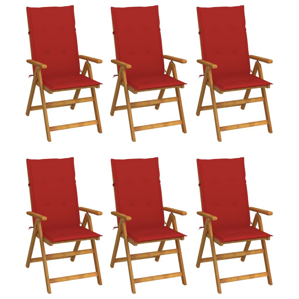vidaXL Folding Garden Chairs 6 pcs with Cushions Solid Acacia Wood
