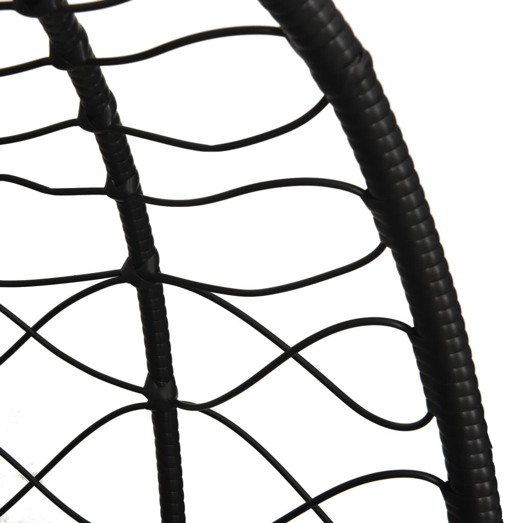 vidaXL Hanging Egg Chair with Cushion Anthracite Poly Rattan&Steel