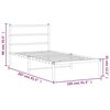 vidaXL Metal Bed Frame without Mattress with Headboard White 100x200cm
