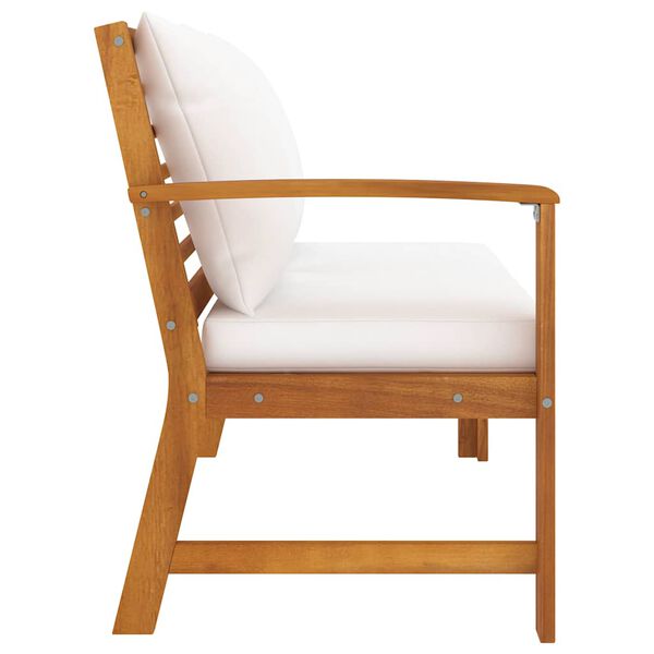 vidaXL Garden Bench 114.5 cm with Cream Cushion Solid Acacia Wood