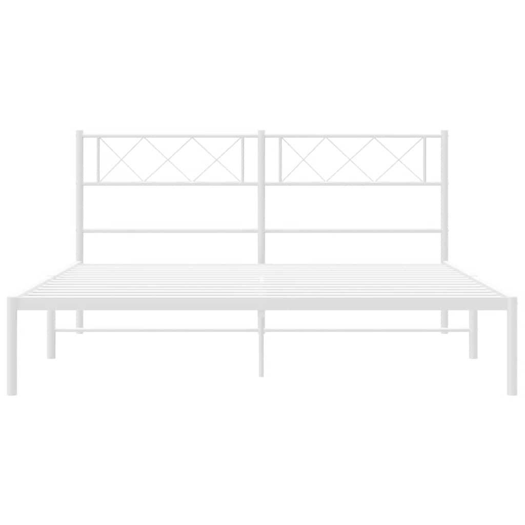 vidaXL Metal Bed Frame without Mattress with Headboard White 150x200cm