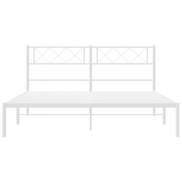 vidaXL Metal Bed Frame without Mattress with Headboard White 150x200cm