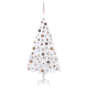 vidaXL Artificial Pre-lit Christmas Tree with Ball Set White 150 cm PVC