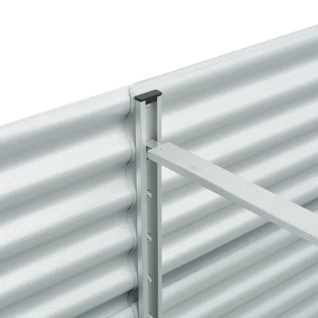 vidaXL Garden Raised Bed 400x80x81 cm Galvanised Steel Silver