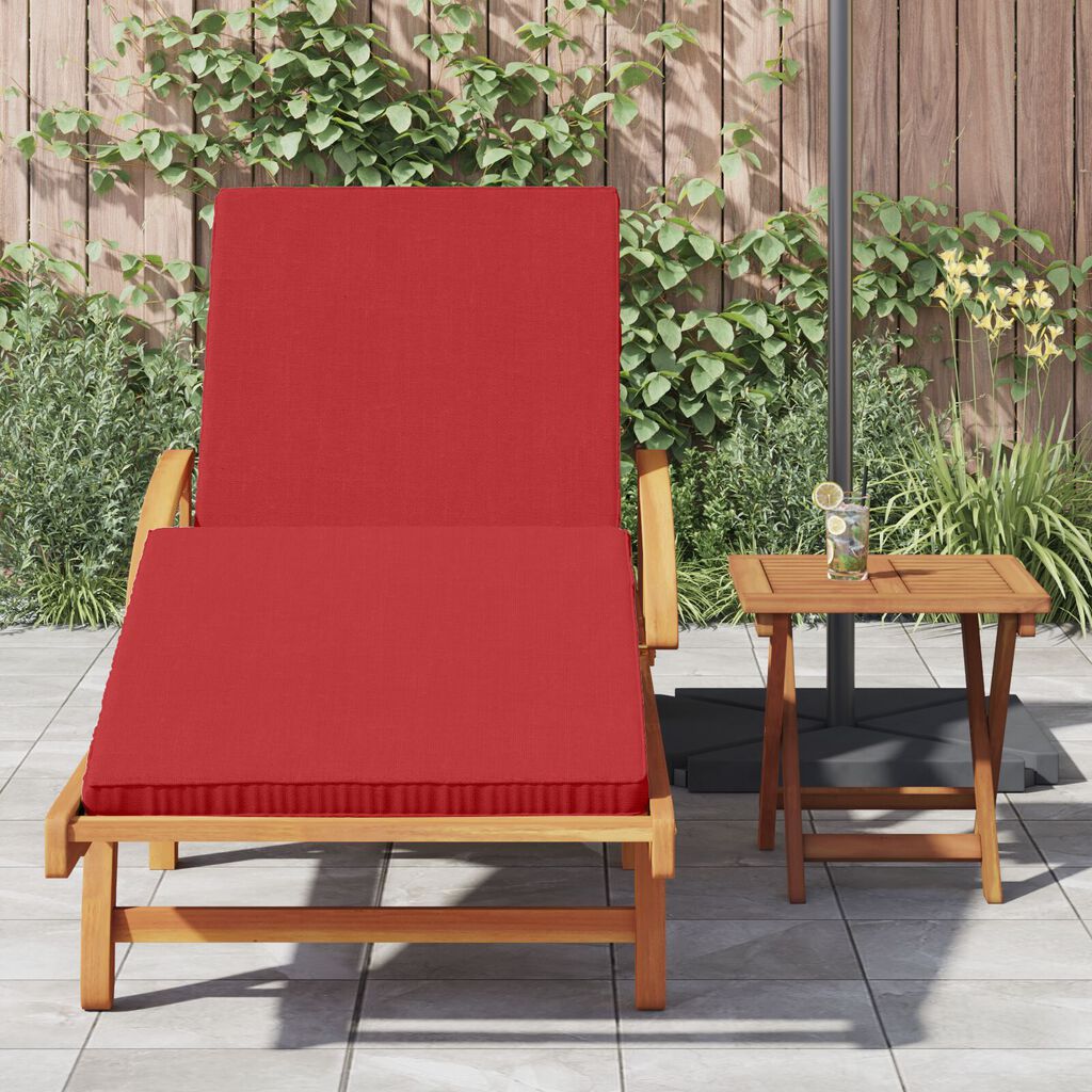 vidaXL Folding Sun Lounger with Wheels & Cushion Red Solid Wood Acacia