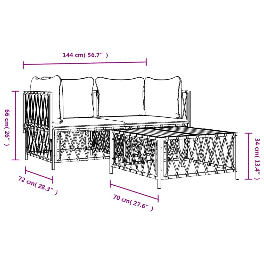 vidaXL 3 Piece Garden Lounge Set with Cushions Anthracite Steel