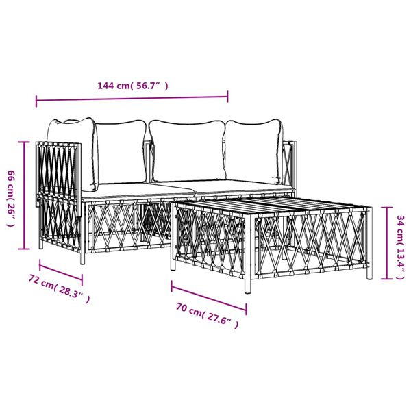 vidaXL 3 Piece Garden Lounge Set with Cushions Anthracite Steel