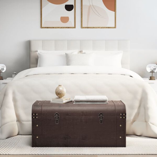 vidaXL Treasure Chest with Latches Dark Brown 90x50x39.5 cm Plywood