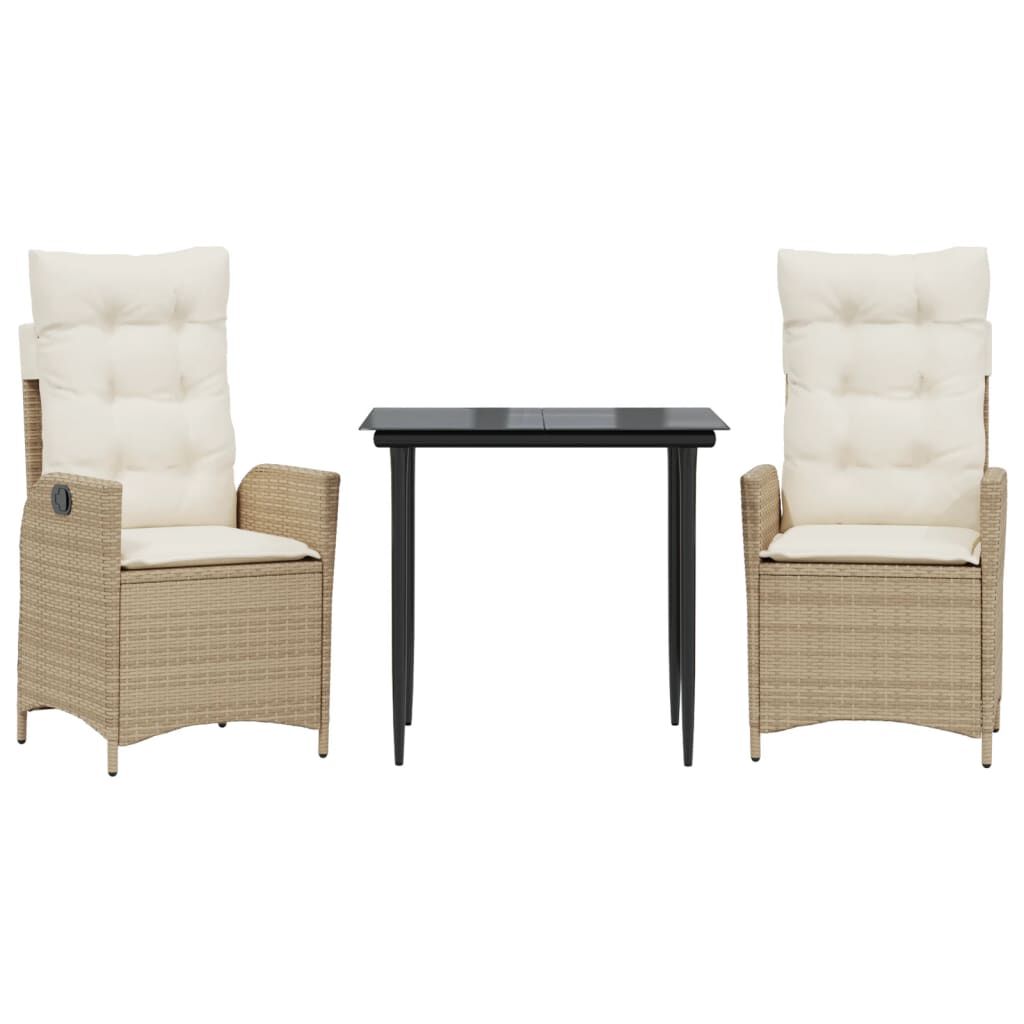 vidaXL 5 Piece Garden Dining Set with Cushions Beige Poly Rattan