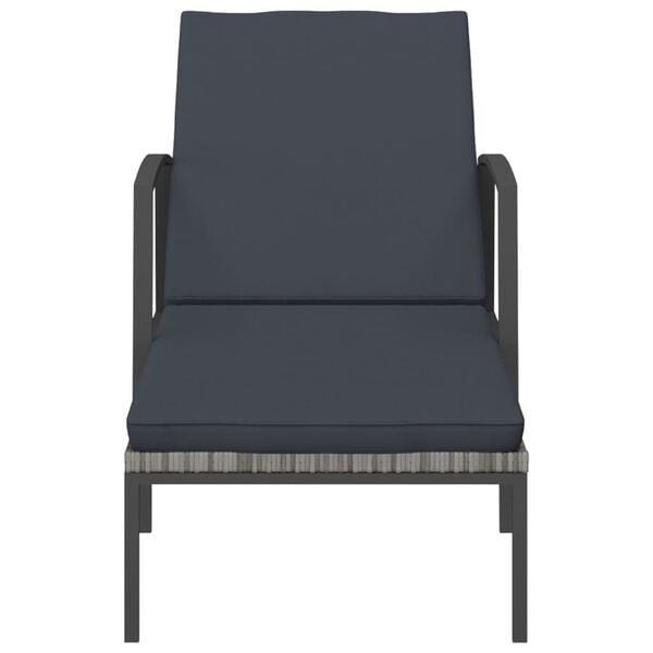vidaXL Sun Loungers 2 pcs with Table Poly Rattan Grey