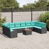 vidaXL Garden Sofa Set 11 pcs Black and turquoise