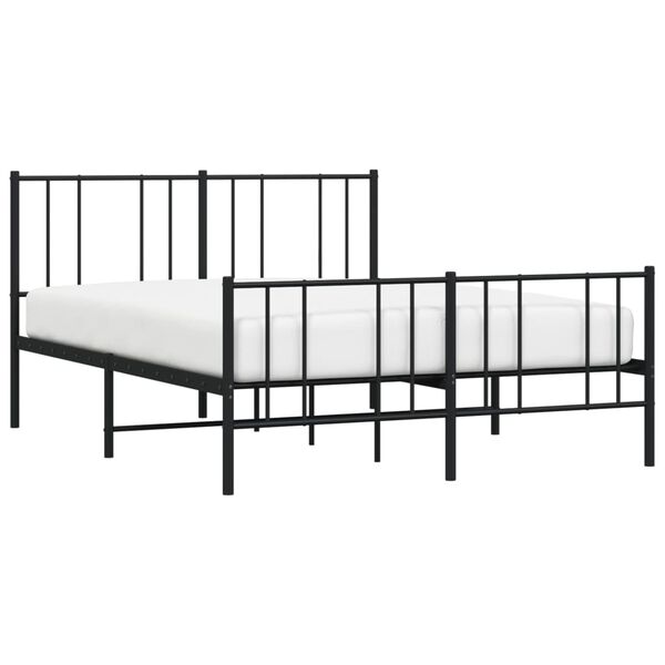 vidaXL Metal Bed Frame without Mattress with Footboard Black 135x190cm