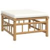 vidaXL 5 Piece Garden Lounge Set with Cream White Cushions Bamboo
