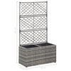 vidaXL Trellis Raised Bed with 2 Pots 58x30x107 cm Poly Rattan Grey