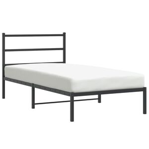 vidaXL Metal Bed Frame without Mattress with Headboard Black 100x200cm