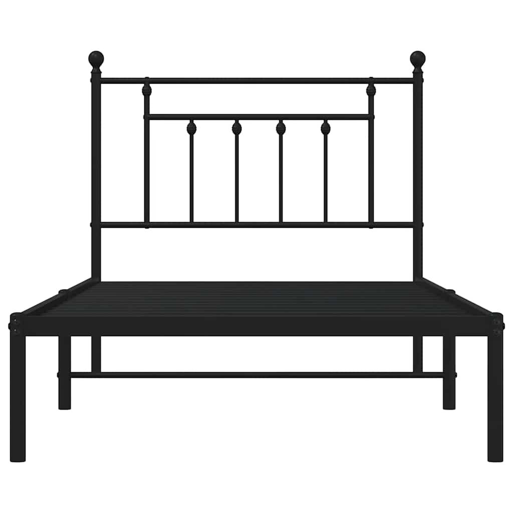 vidaXL Metal Bed Frame without Mattress with Headboard Black 100x190cm