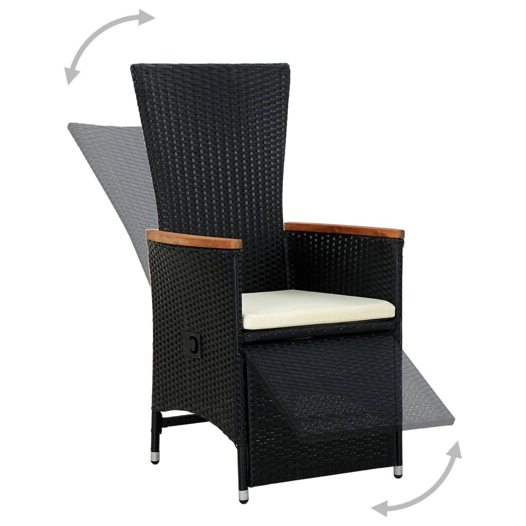vidaXL 9 Piece Outdoor Dining Set with Cushions Poly Rattan Black