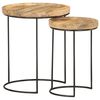 vidaXL 2 Piece Coffee Table Set Solid Mango Wood and Steel