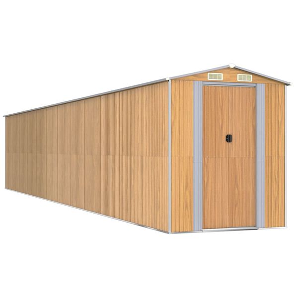 vidaXL Garden Shed Light Brown 192x1021x223 cm Galvanised Steel