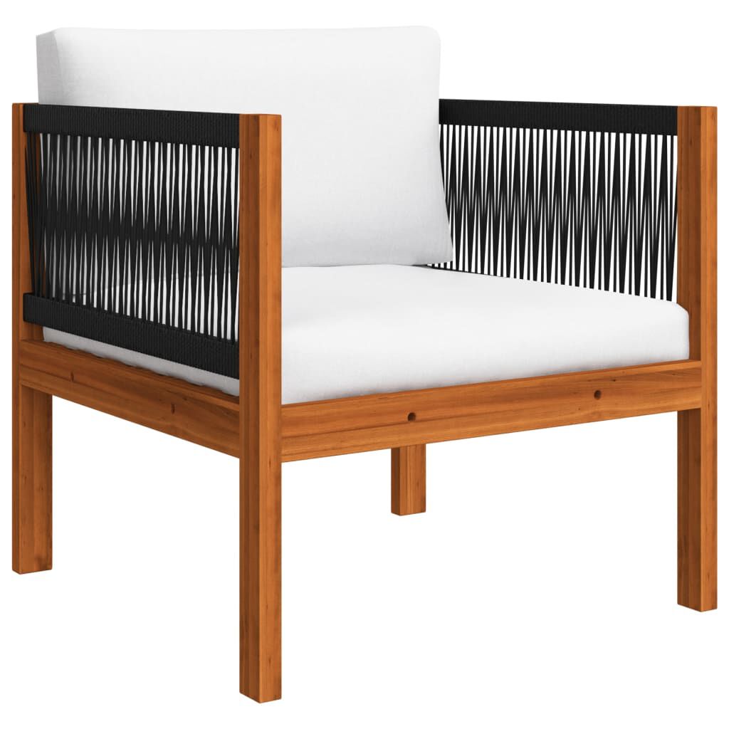 vidaXL 6 Piece Garden Lounge Set with Cushions Cream Solid Acacia Wood
