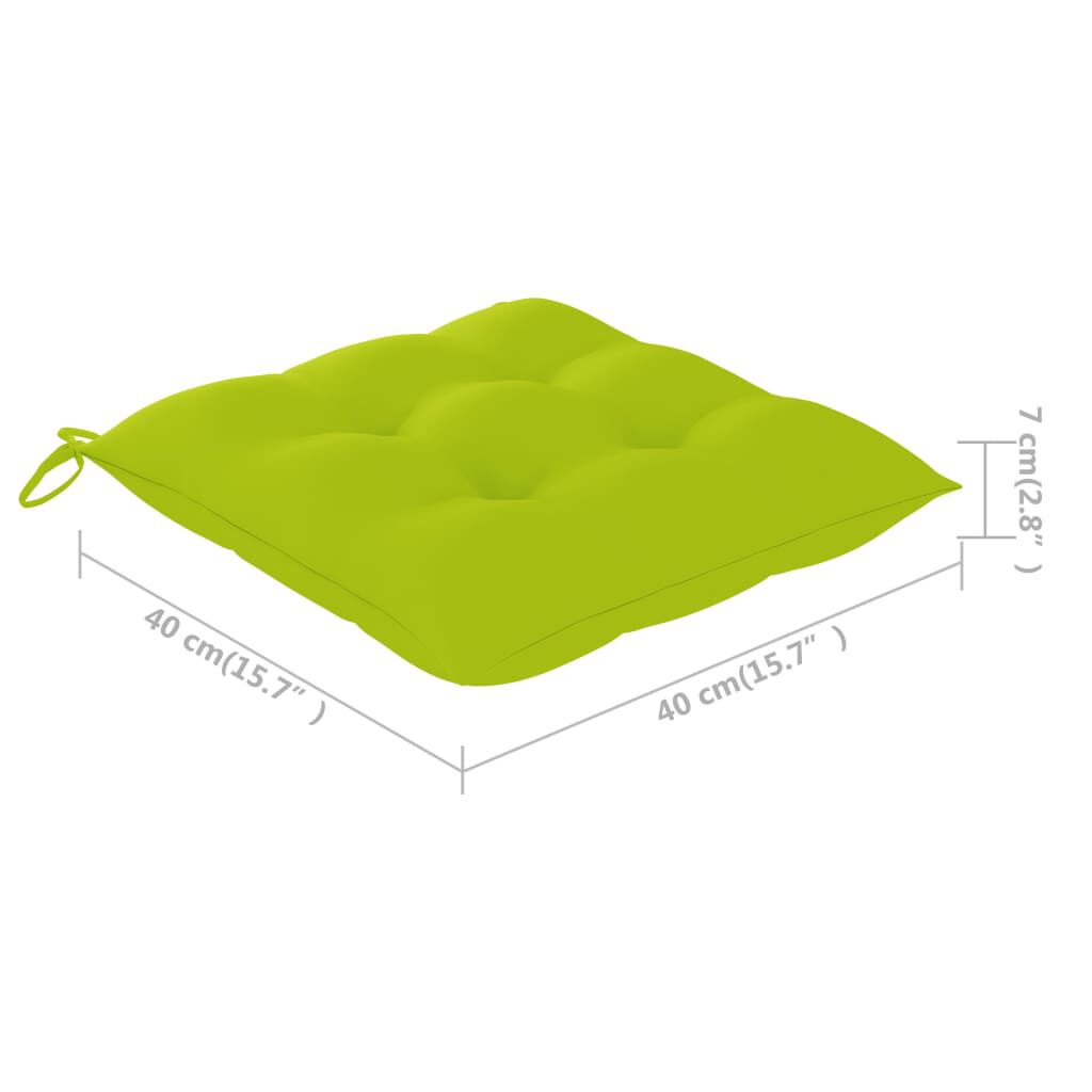 vidaXL Garden Chairs with Bright Green Cushions 3 pcs Solid Teak Wood