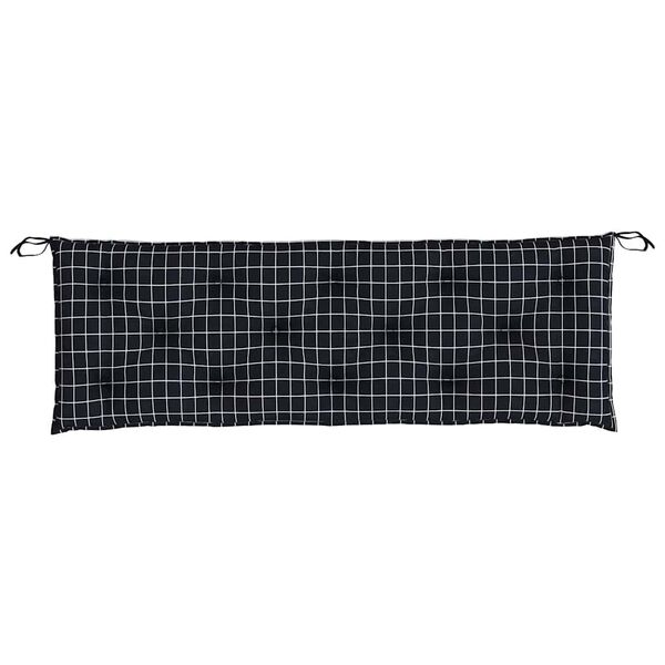vidaXL Garden Bench Cushions 2 pcs Black Check Pattern 150x50x7 cm Fabric
