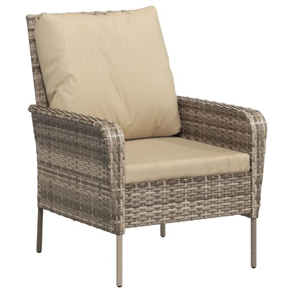 vidaXL Garden Chair with Footstool Light Brown Poly Rattan