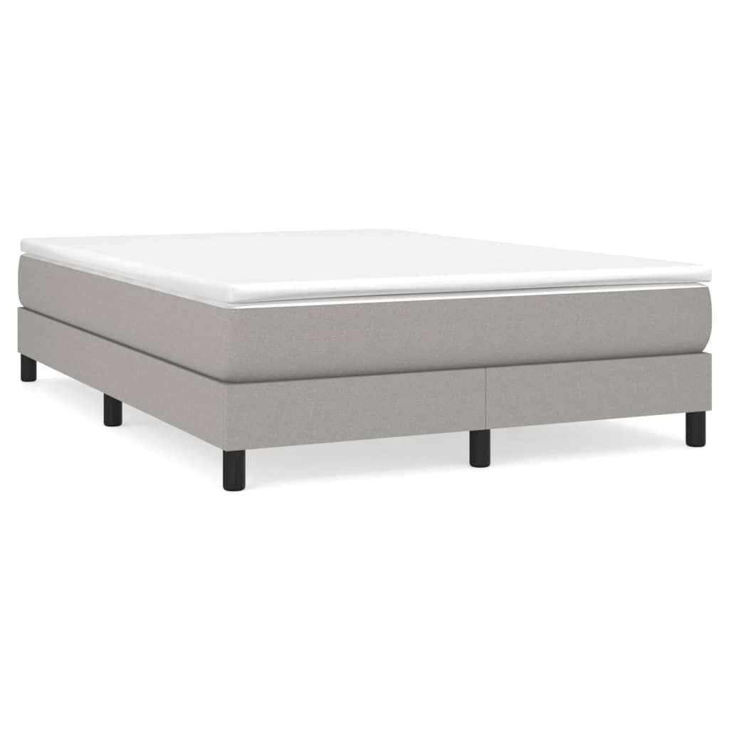 vidaXL Box Spring Bed with Mattress Light Grey 152x203 cm Queen Fabric