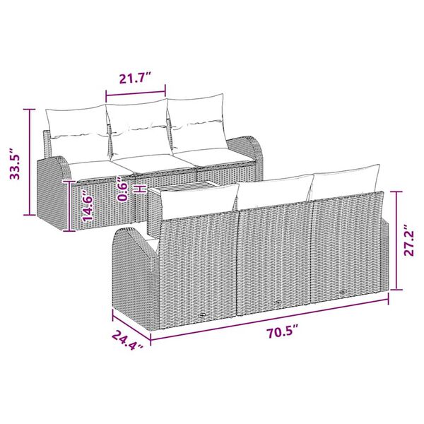vidaXL Garden Sofa Set 7 pcs Black Poly rattan