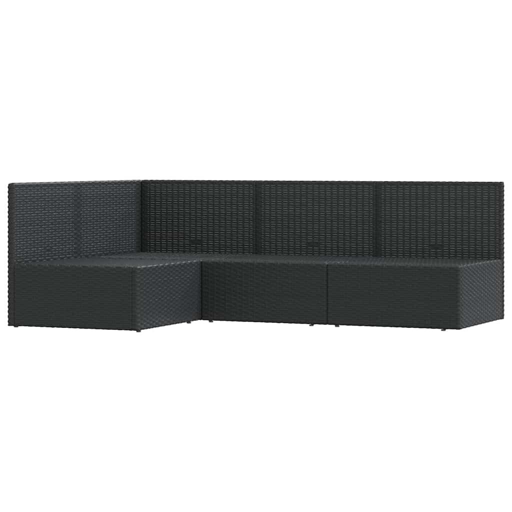 vidaXL 4 Piece Garden Lounge Set with Cushions Black Poly Rattan